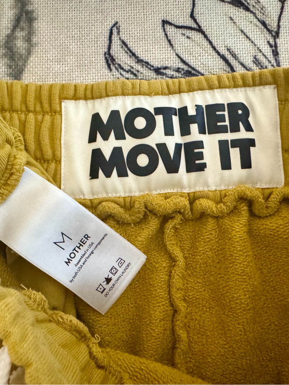 MOTHER Mustard Yellow Elastic Waist Fleece Shorts - Picture 5 of 5